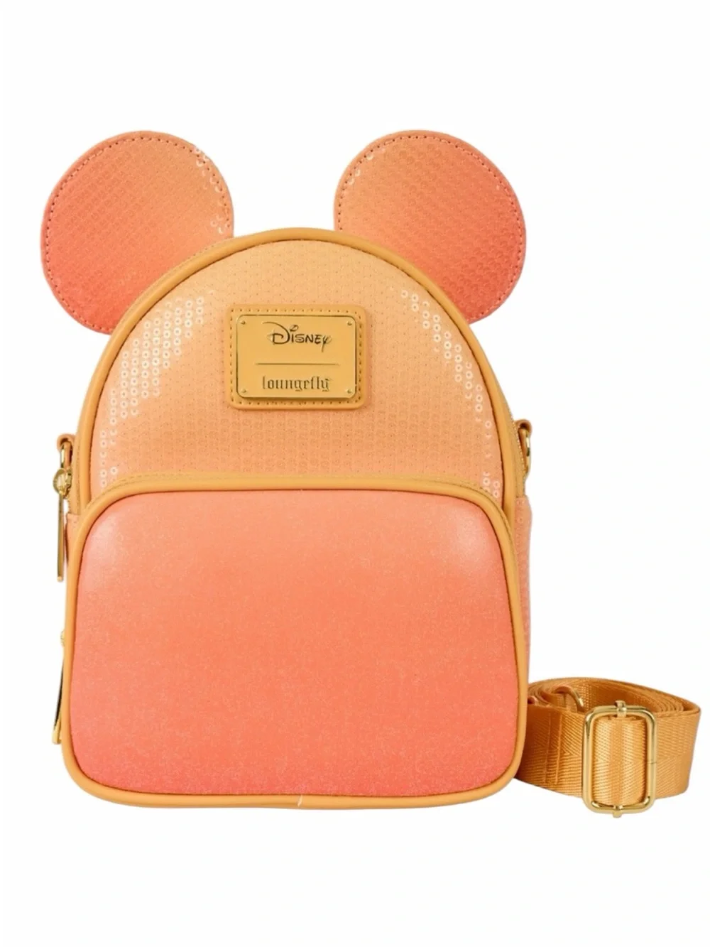 NWT Loungefly Mickey Mouse Glitter Sequin Convertible Backpack & Crossbody Bag